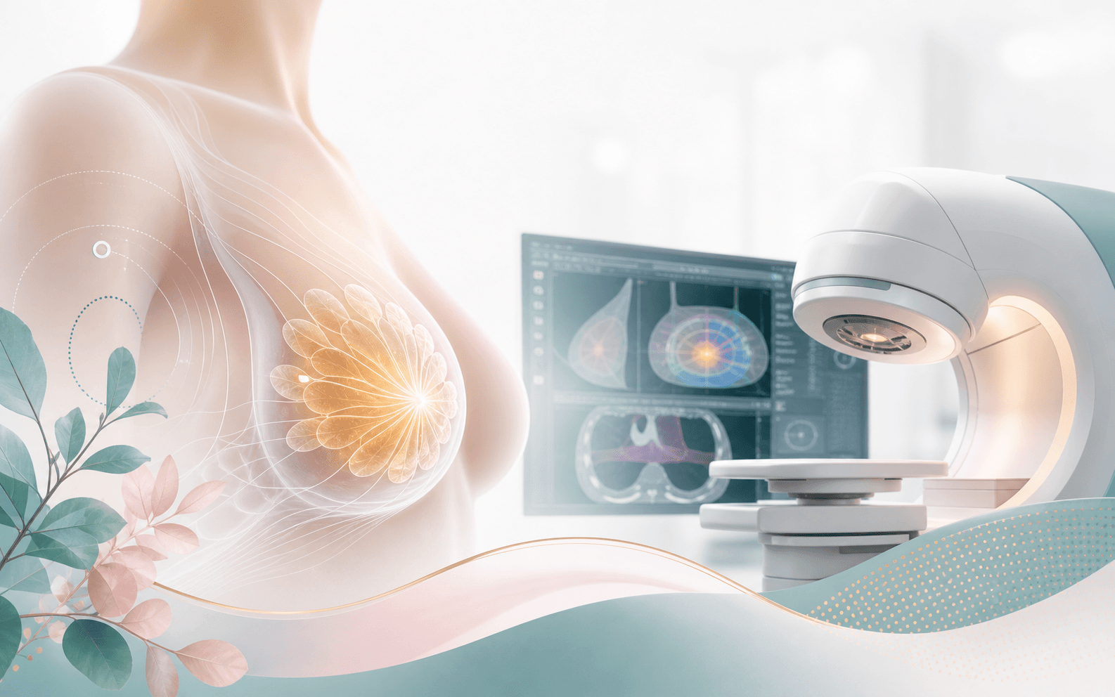 AI generated breast cancer radiotherapy planning illustration
