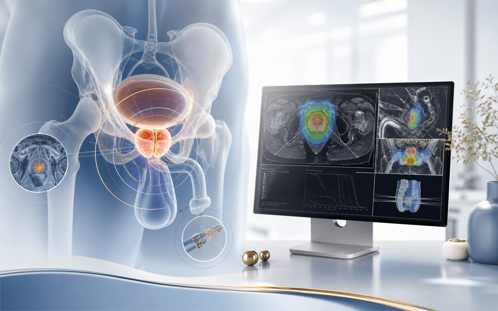 AI generated prostate and urological cancer radiotherapy planning illustration